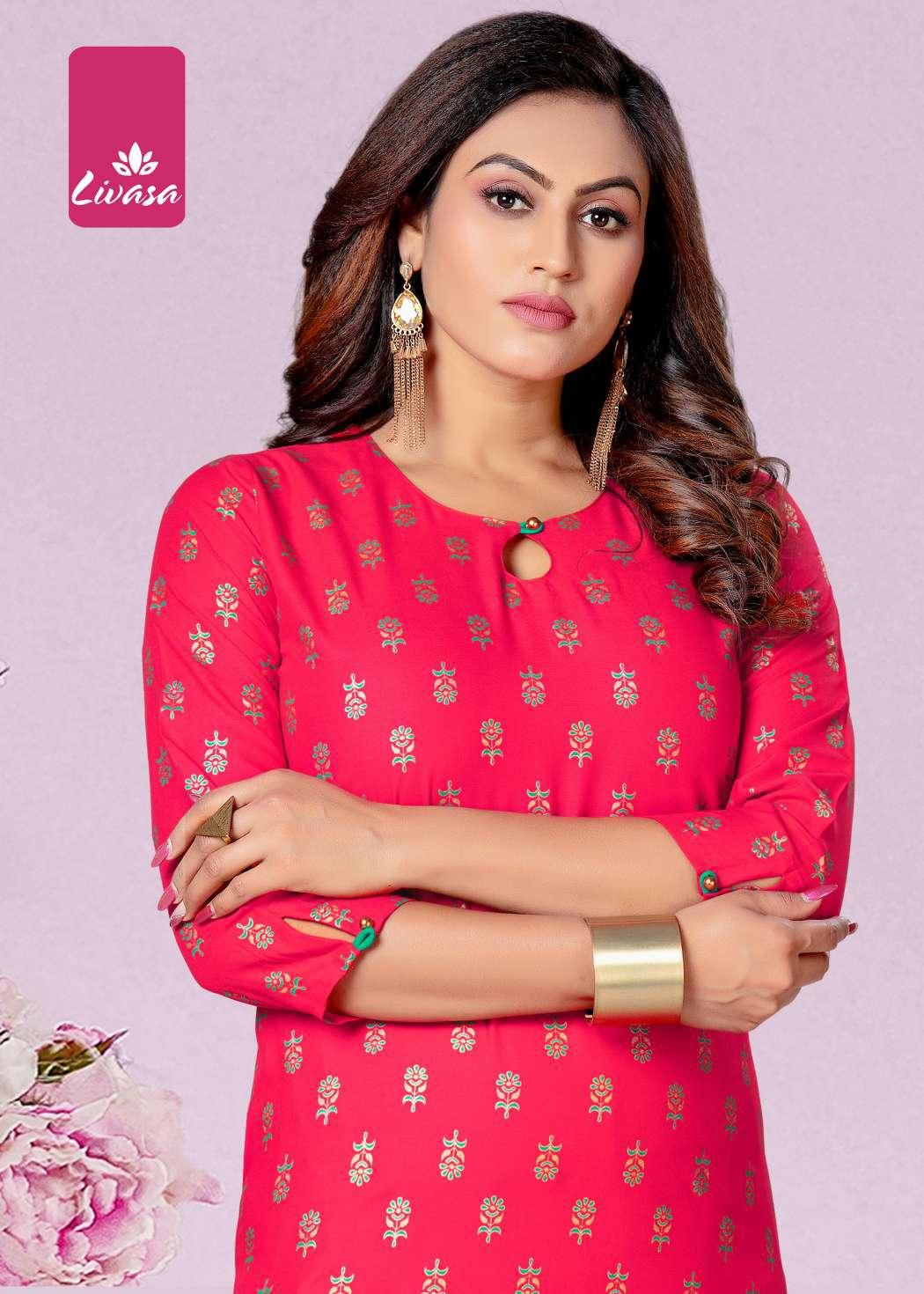 Livasa Basics 2 Rayon Printed Regular  Wear Designer Kurti Collection